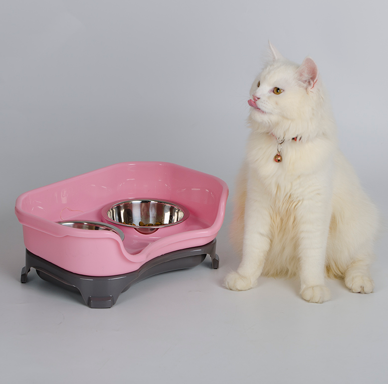 Dog bowl cat bowl pet cat double basin splash-proof neat dog cat rice bowl food bowl stainless steel bowl