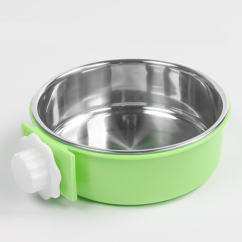 Stainless Steel Dog Fixed Cat Bowl Cat Bowl Dog Cage  Water Anti-Overturning Dog