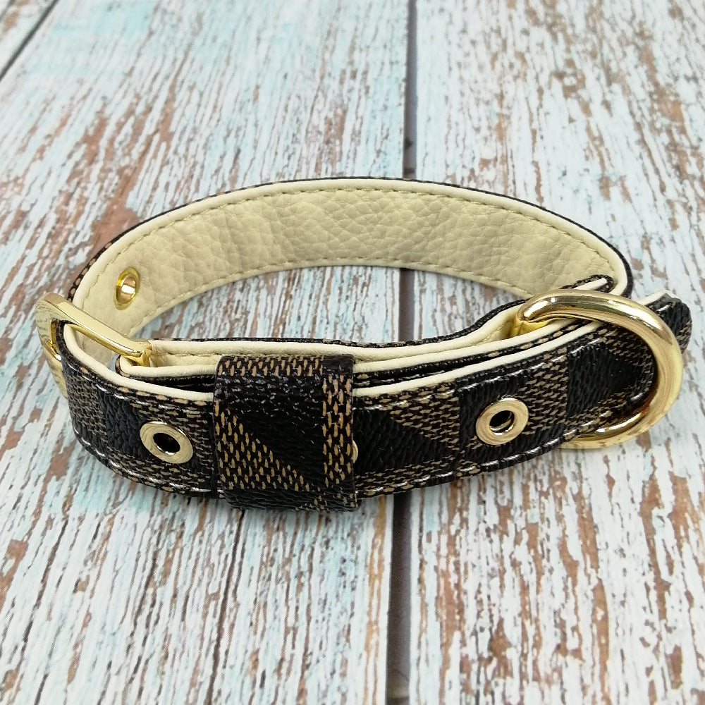 Leather Japanese Pattern Dog Collars with lead