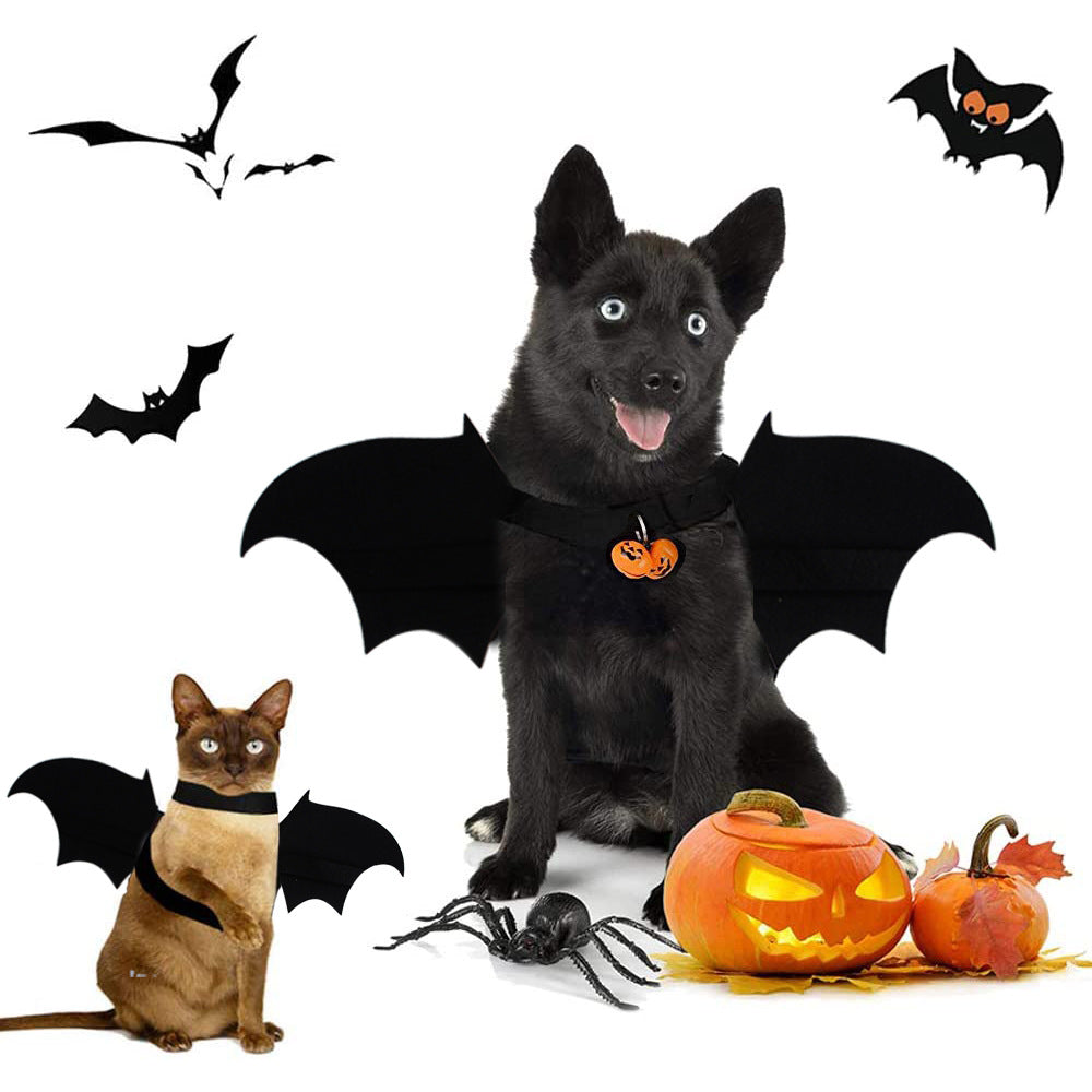 Dog Costumes Cat Print Bat Wings Bell