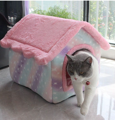 Foldable Dog House Pet Cat Bed Winter Dog Villa Sleep Kennel Removable Nest Warm Enclosed Cave Sofa Pets Supplies