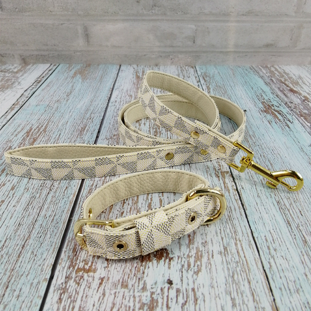 Leather Japanese Pattern Dog Collars with lead