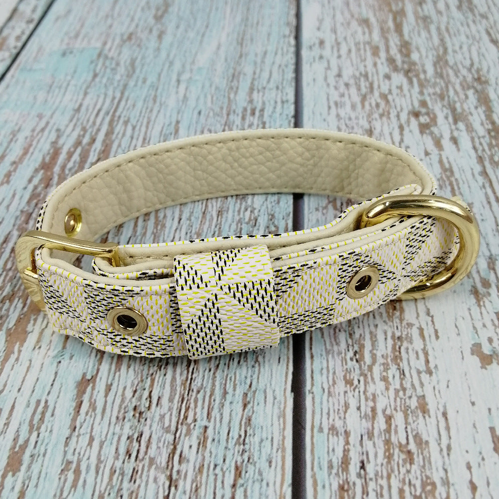 Leather Japanese Pattern Dog Collars with lead