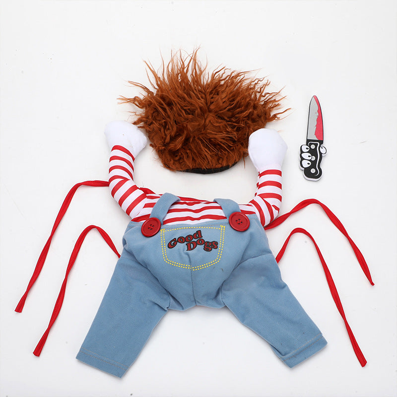 Halloween Dog Chucky Costume Adjustable Dog Cosplay Costume