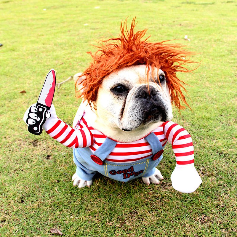 Halloween Dog Chucky Costume Adjustable Dog Cosplay Costume