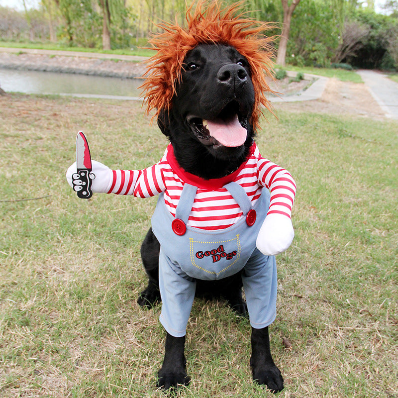 Halloween Dog Chucky Costume Adjustable Dog Cosplay Costume