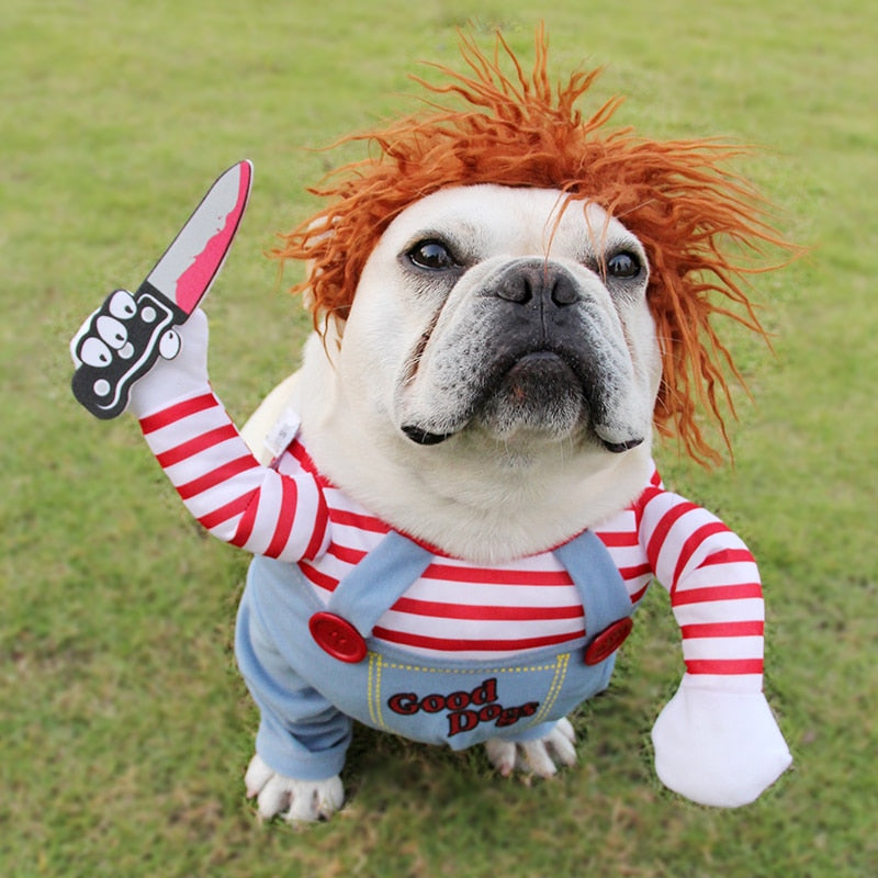 Halloween Dog Chucky Costume Adjustable Dog Cosplay Costume